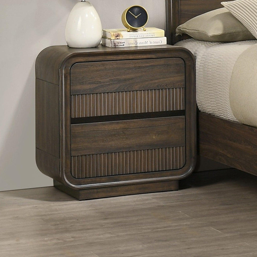 Mid-century Nightstand with Two Drawer Storage.