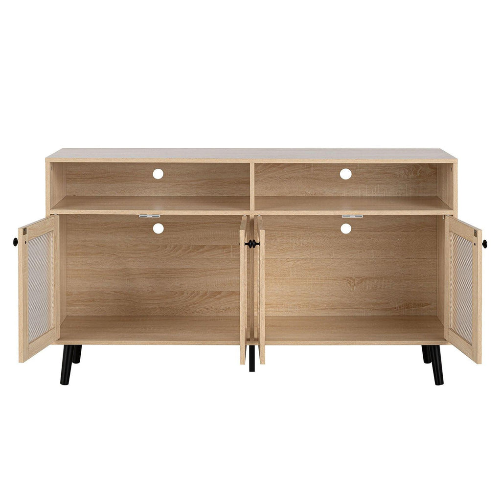 Mid-Century Modern TV Stand with Round Knobs.