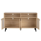 Mid-Century Modern TV Stand with Round Knobs.
