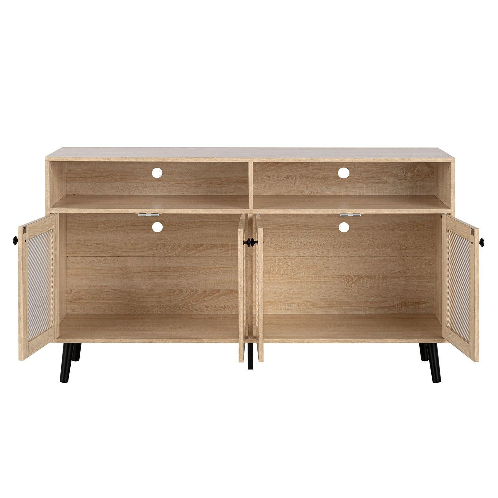 Mid-Century Modern TV Stand with Round Knobs.