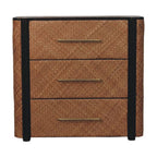 Solid Wood Havana Weave 3 Drawer Chest,Brown.