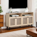 Mid-Century Modern TV Stand with Round Knobs.