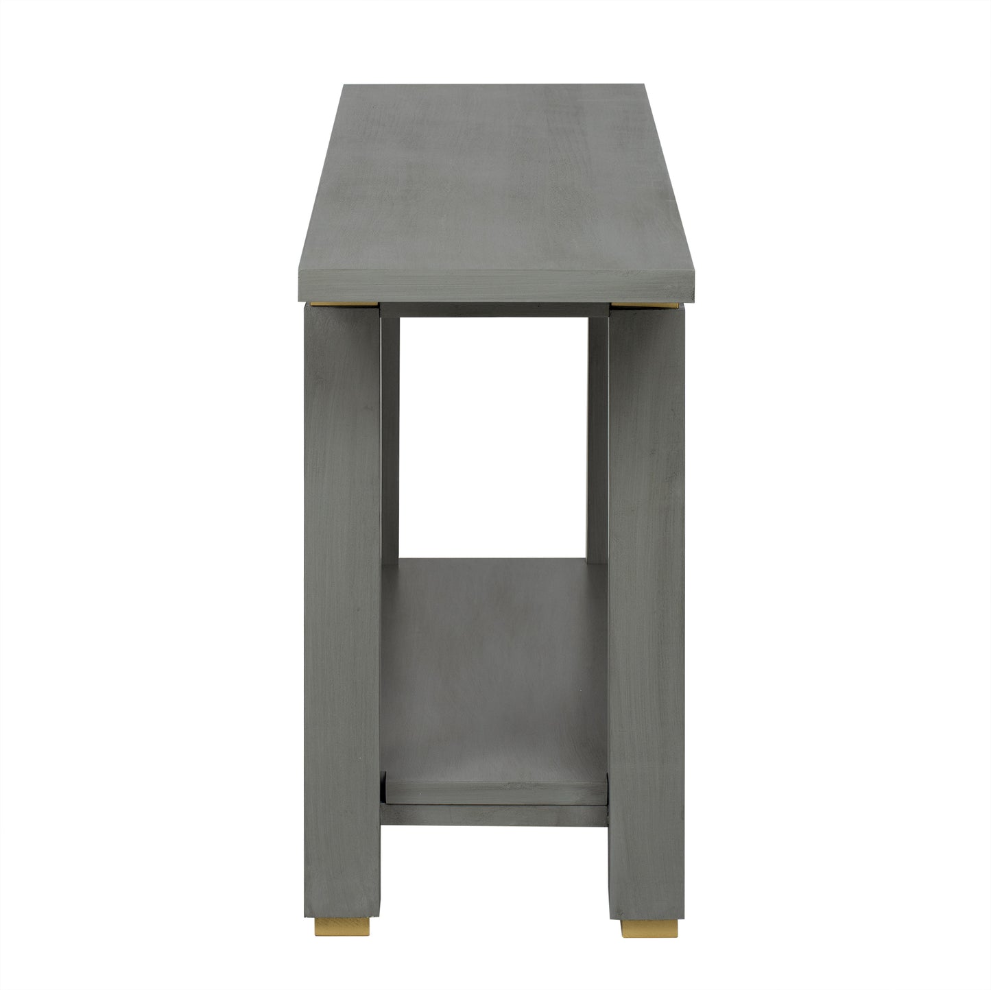 U_Style 62.9' Modern Minimalist Console Table, Solid Wood Entryway Sofa Table with Metal Accents, Built-in Shelf, for Living Room, Hallway (3 Colors: Black, Gray, Natural)