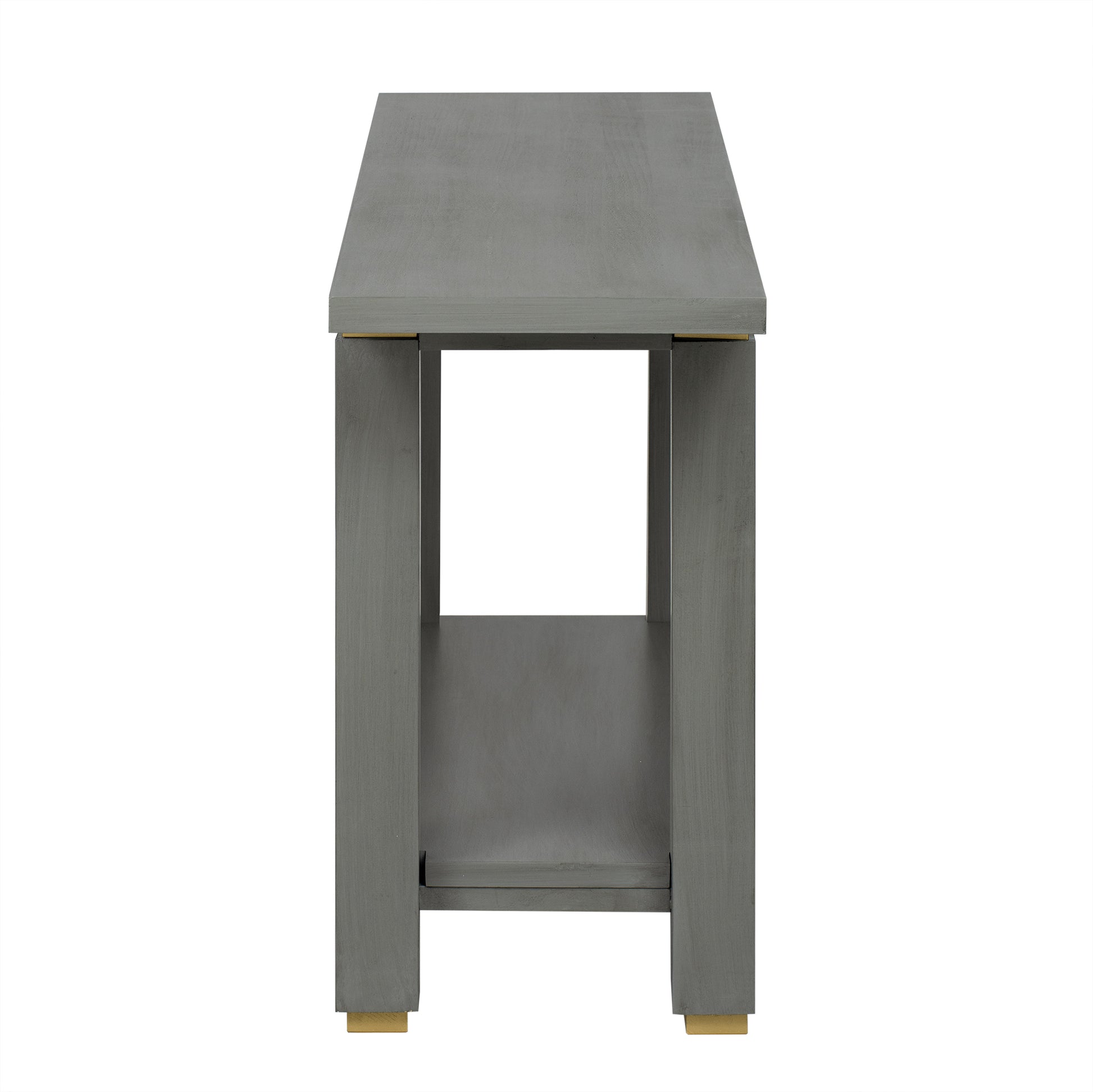 U_Style 62.9' Modern Minimalist Console Table, Solid Wood Entryway Sofa Table with Metal Accents, Built-in Shelf, for Living Room, Hallway (3 Colors: Black, Gray, Natural)