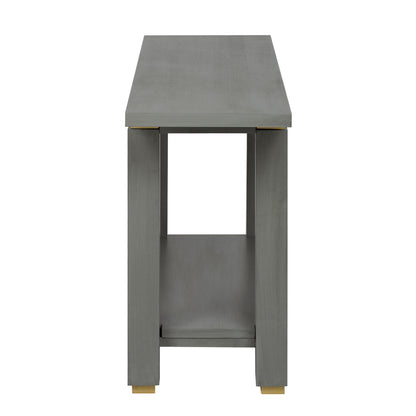 U_Style 62.9' Modern Minimalist Console Table, Solid Wood Entryway Sofa Table with Metal Accents, Built-in Shelf, for Living Room, Hallway (3 Colors: Black, Gray, Natural)