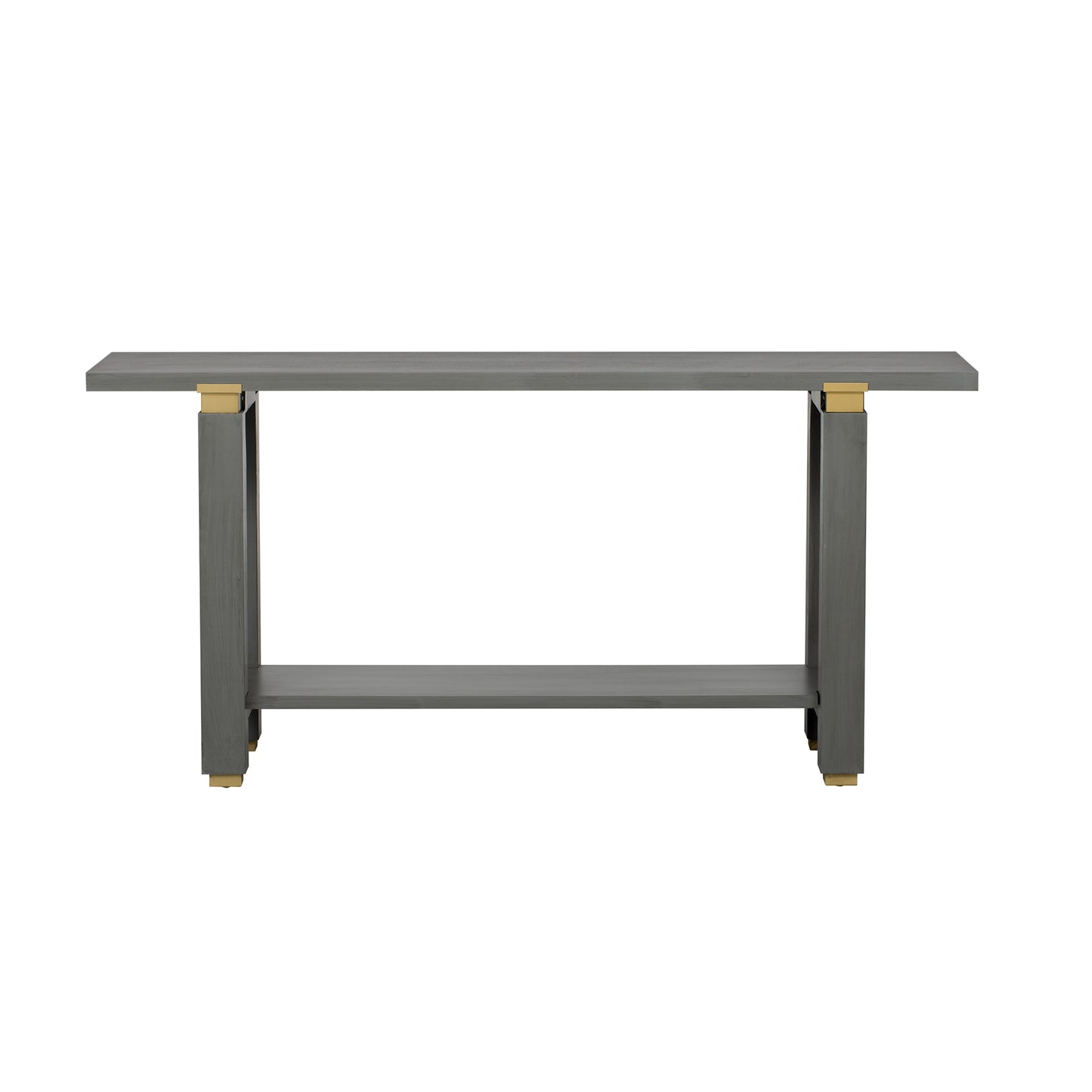 U_Style 62.9' Modern Minimalist Console Table, Solid Wood Entryway Sofa Table with Metal Accents, Built-in Shelf, for Living Room, Hallway (3 Colors: Black, Gray, Natural)