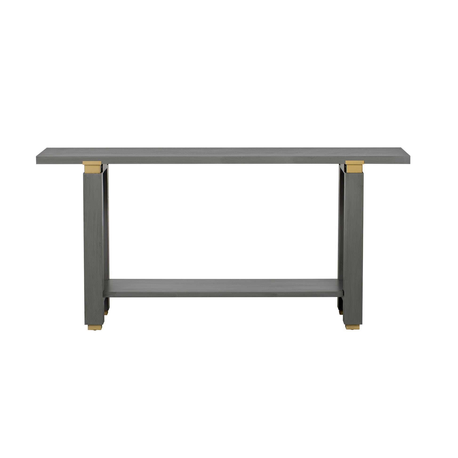 U_Style 62.9' Modern Minimalist Console Table, Solid Wood Entryway Sofa Table with Metal Accents, Built-in Shelf, for Living Room, Hallway (3 Colors: Black, Gray, Natural)