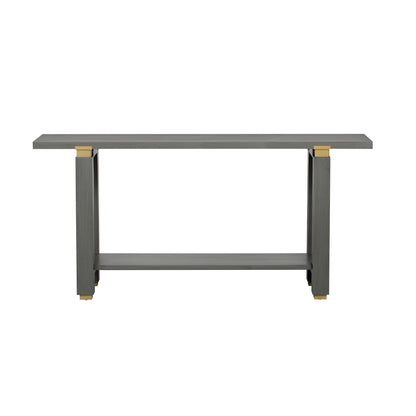 U_Style 62.9' Modern Minimalist Console Table, Solid Wood Entryway Sofa Table with Metal Accents, Built-in Shelf, for Living Room, Hallway (3 Colors: Black, Gray, Natural)