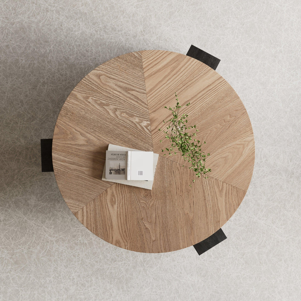 33'' Round Coffee Table with Hidden Storage for Small Spaces.