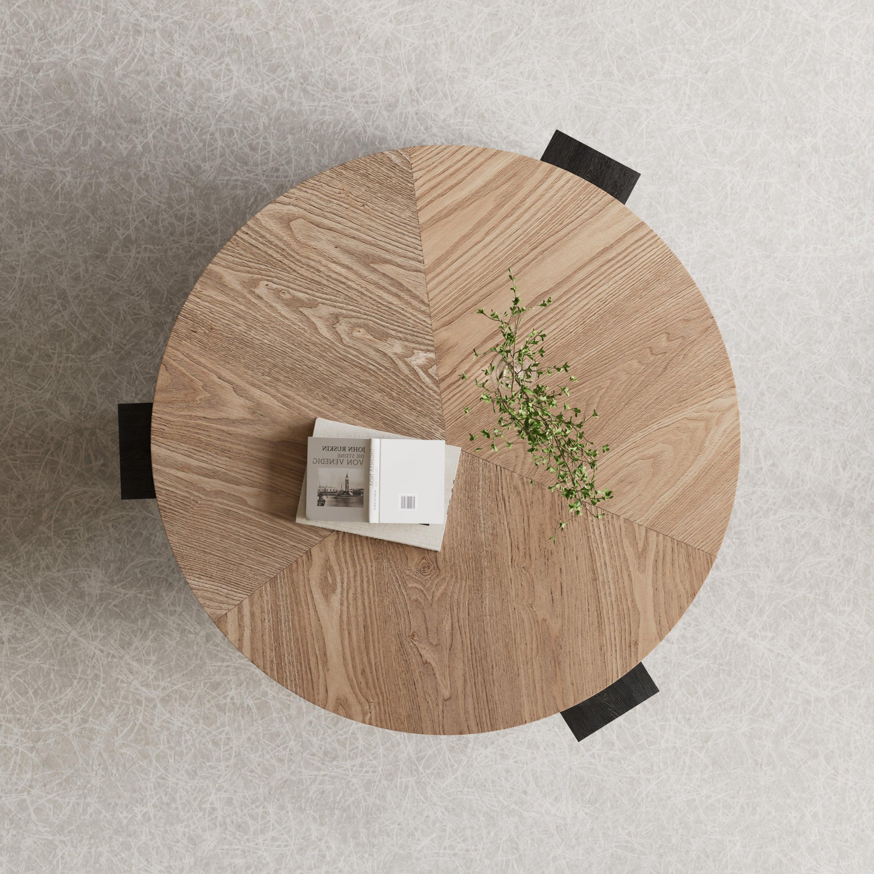 33'' Round Coffee Table with Hidden Storage for Small Spaces.