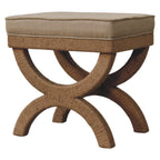 Solid Wood Bench with Rattan Arch Design.