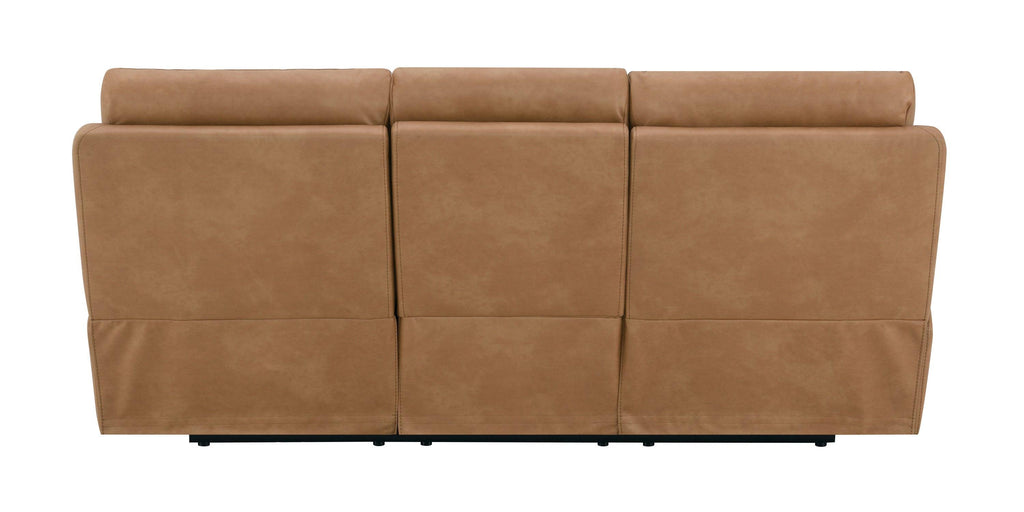 Brown Leather Reclining Sofa with USB & Power Headrest.