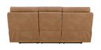 Brown Leather Reclining Sofa with USB & Power Headrest.