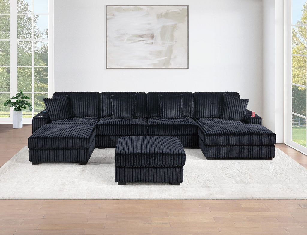 6-PC Modular Sectional Sofa Set with USB Cup Holder.