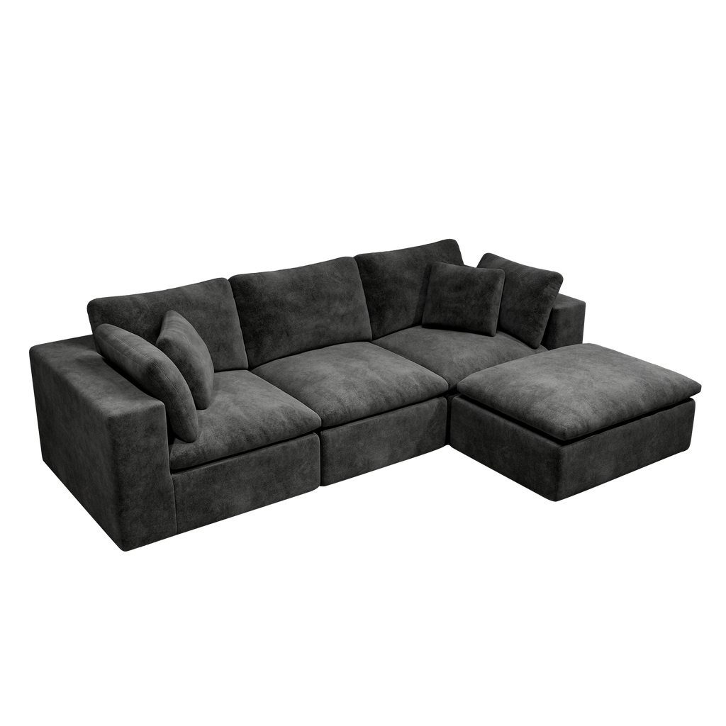 Modular Sectional Sofa Grey - Upholstered Couch for Living Room.