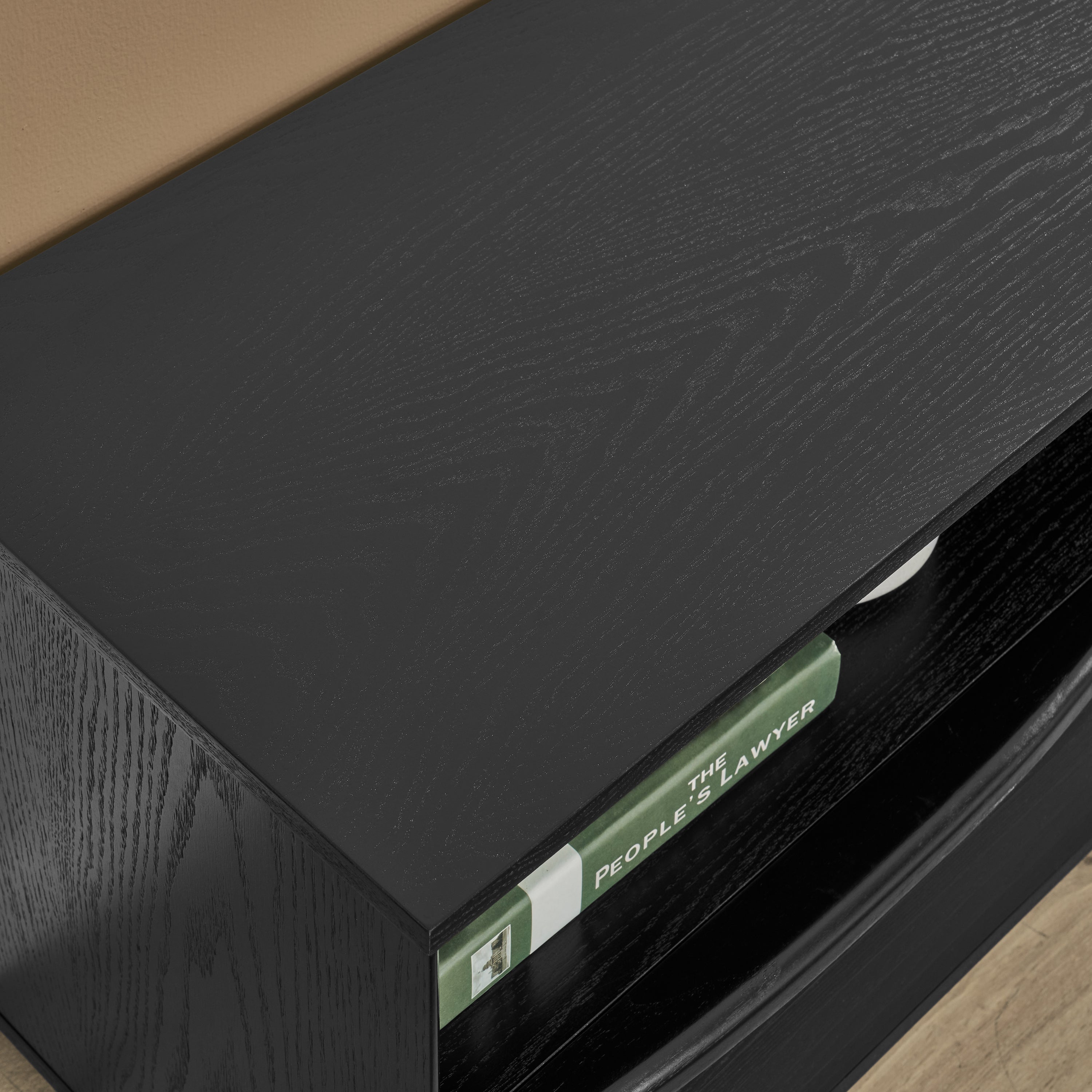 63' Mid-Century Modern TV Stand for TVs up to 75', Thick Sturdy Farmhouse Entertainment Cabinet, Media Console for Living Room, Louver Design & Solid Wood Drawers & Outlet Holes, Black