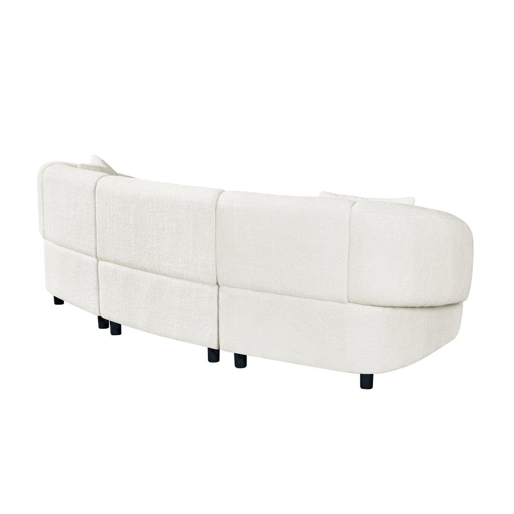 Curved Contemporary 3-Seater Sofa in Beige for Stylish Living.
