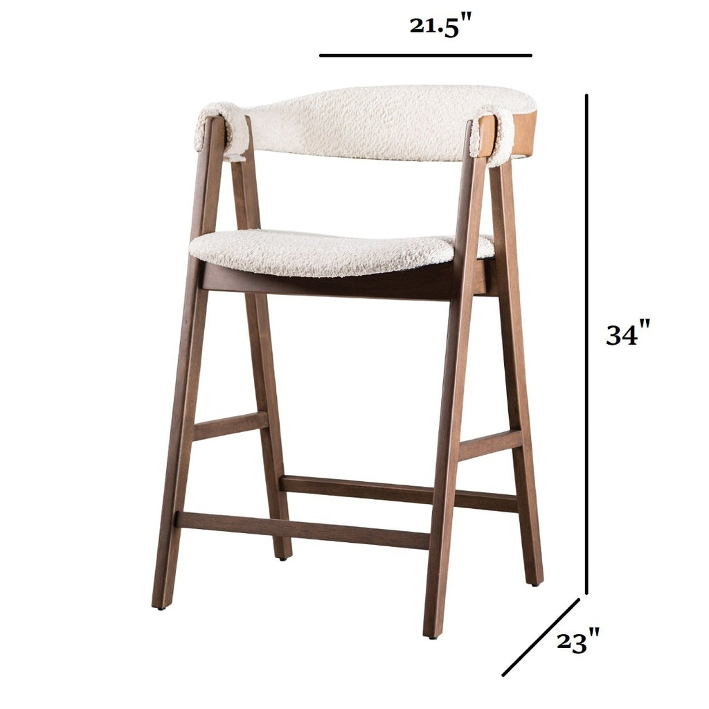 Modern Counter Stool - Mid-Century Style | Walnut Beige with dimensions 21.5in W x 23in D x 34in H, ideal for counter-height tables.