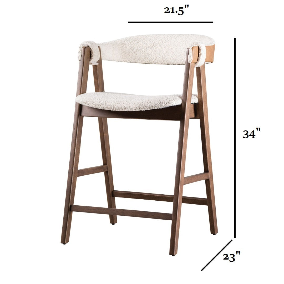 Modern Counter Stool - Mid-Century Style | Walnut Beige with dimensions 21.5in W x 23in D x 34in H, ideal for counter-height tables.