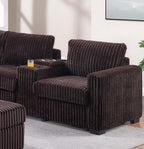 L-Shaped Sectional Set with USB Cup Holders & Ottoman.