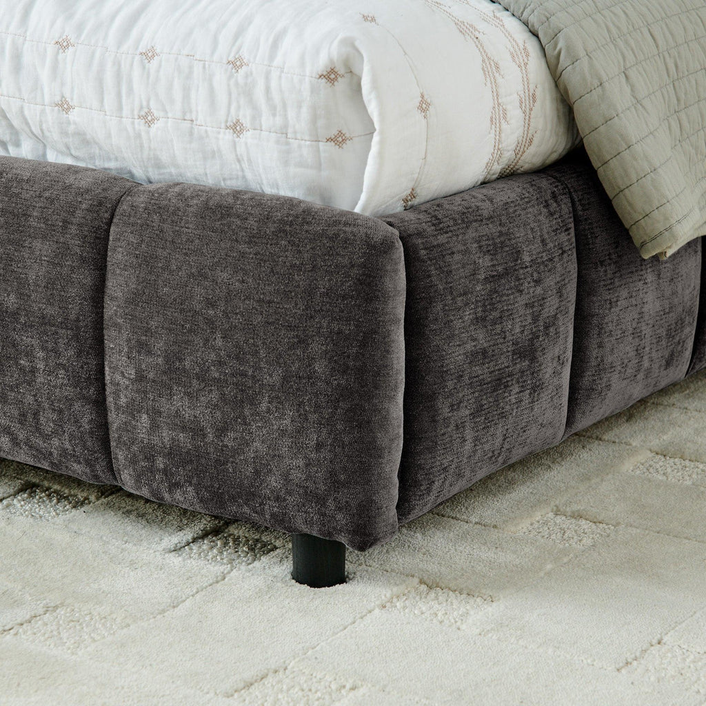 California King Upholstered Bed with Storage - Dark Gray.