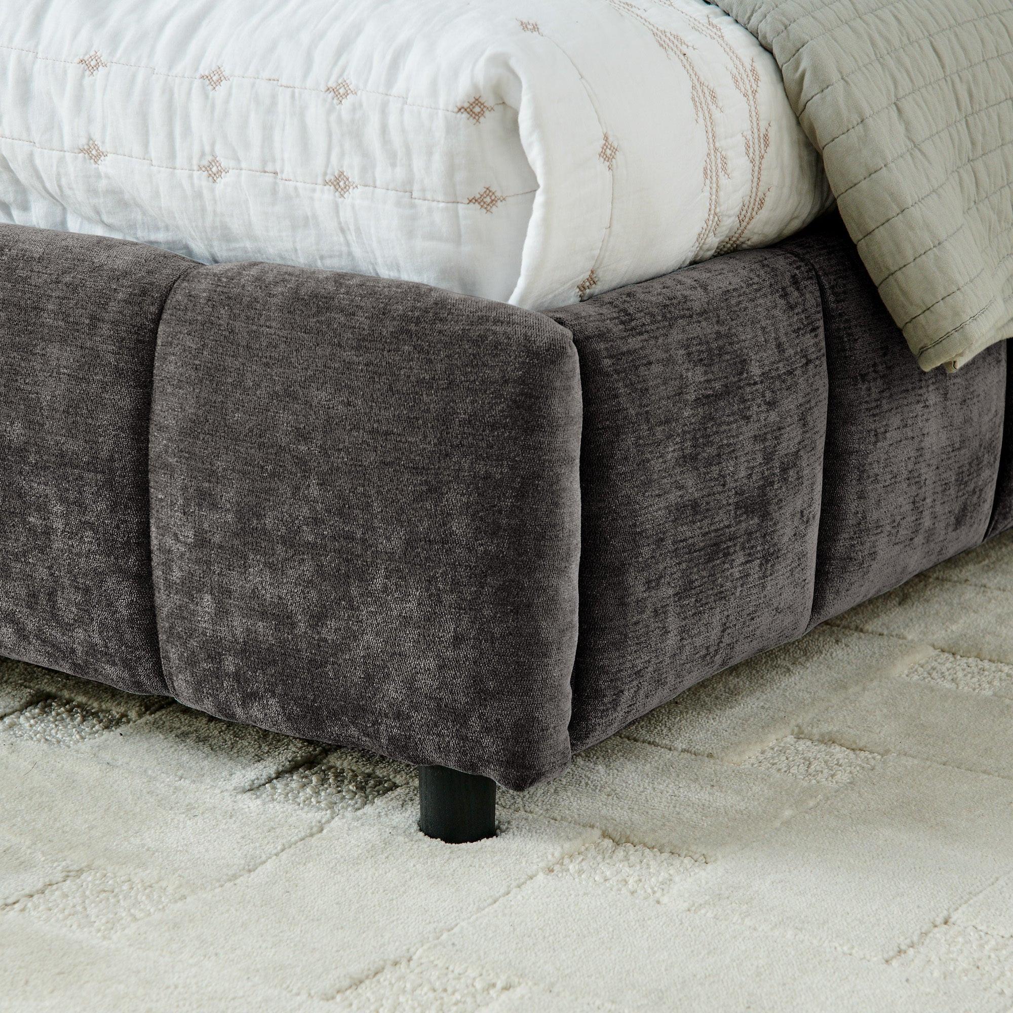 California King Upholstered Bed with Storage - Dark Gray.