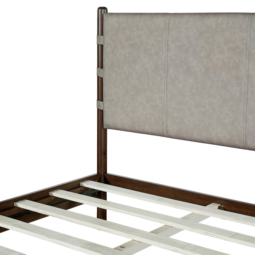 King Bed Frame with Headboard - Rubber Wood Platform Design.