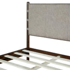 King Bed Frame with Headboard - Rubber Wood Platform Design.