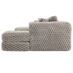 Modular Sectional Sofa Grey Bubble Velvet with Movable Ottomans.