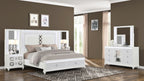 Abigale 4-Piece Queen Bedroom Set in White Wood with Footboard Storage