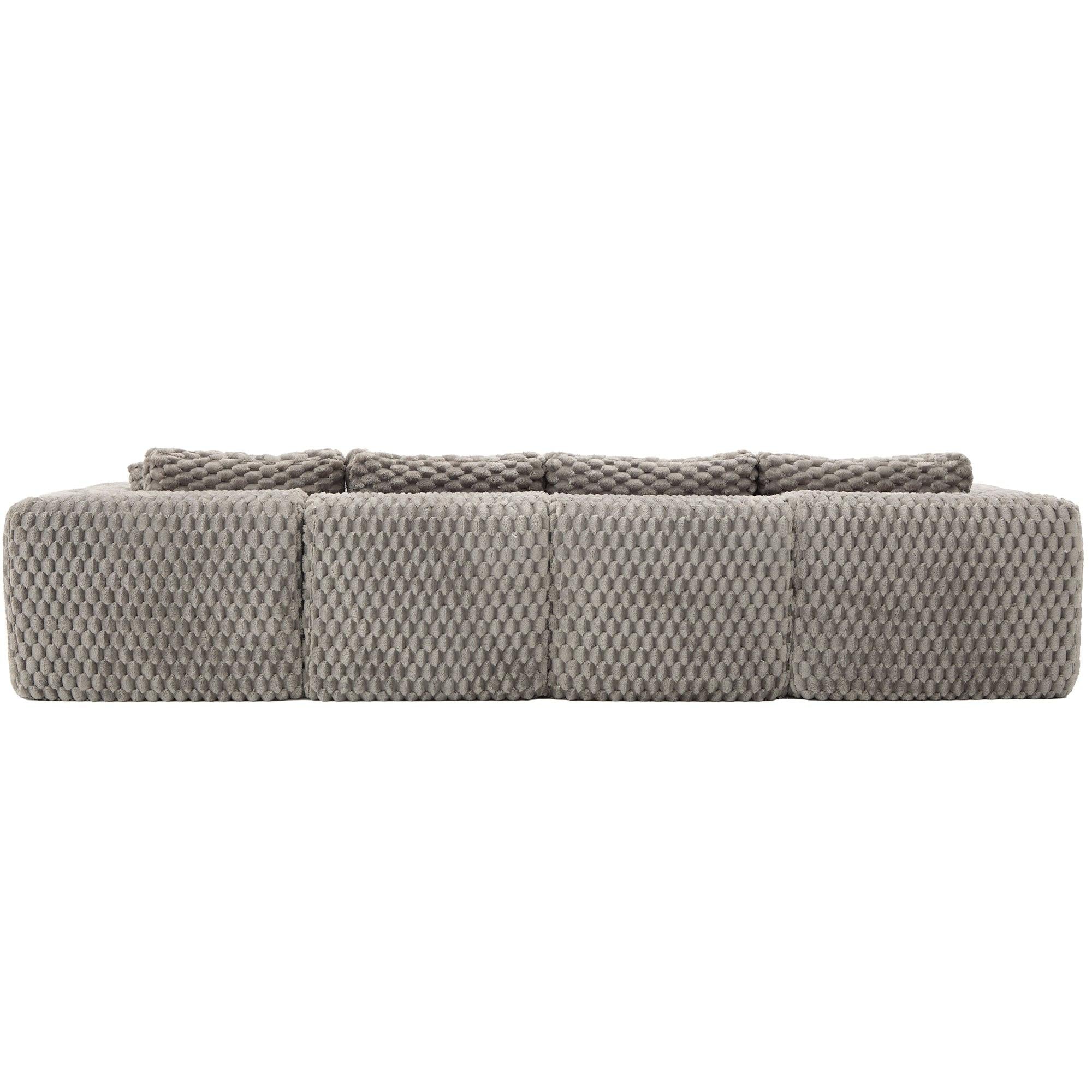 Modular Sectional Sofa Grey Bubble Velvet with Movable Ottomans.
