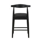 Rear view of Black Fabric Counter Stool featuring curved wooden backrest and solid construction for stylish dining or bar areas.