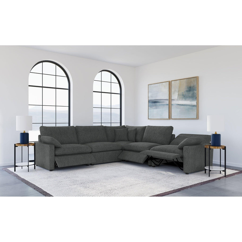 Hollander Dark Grey Modular Power Reclining Sectional.