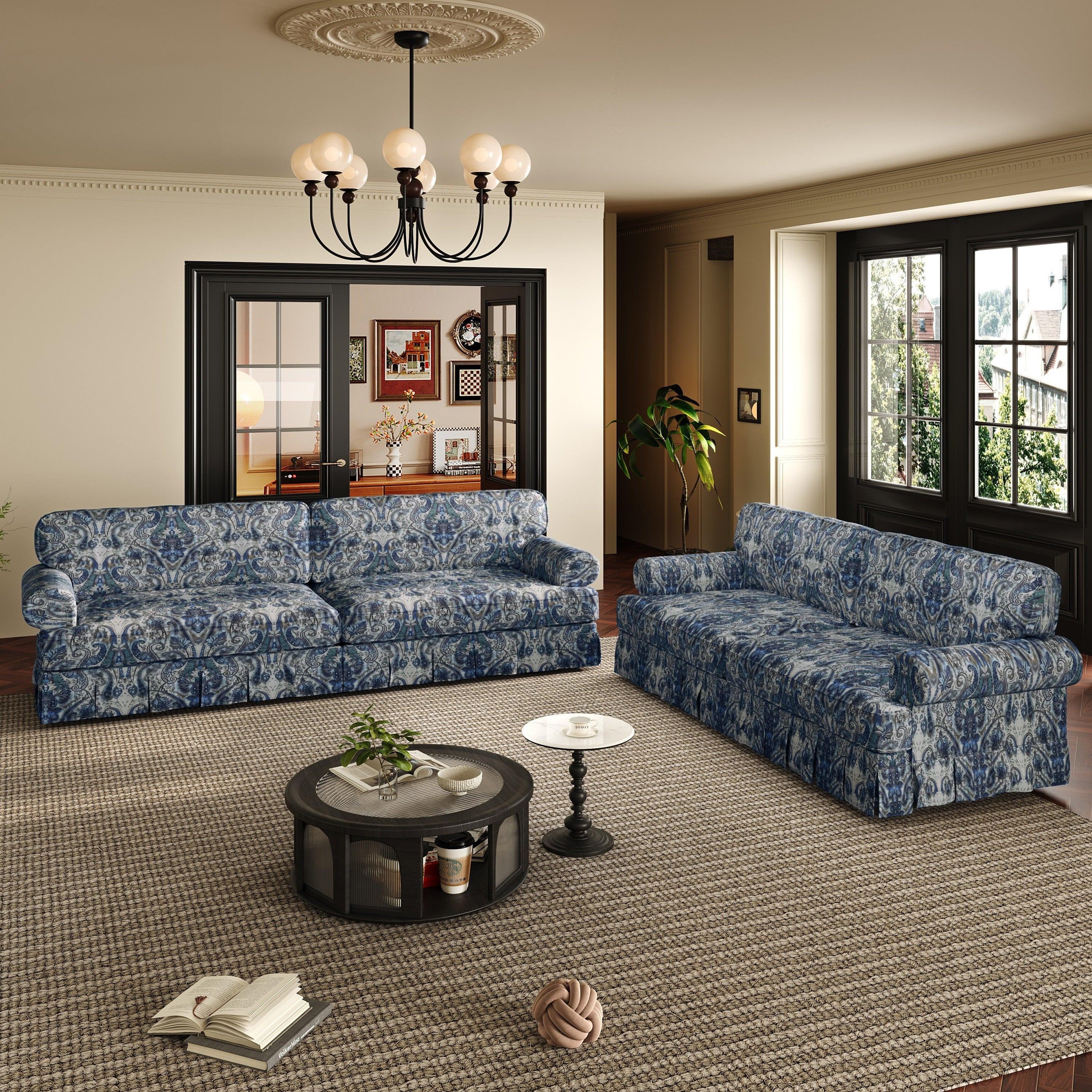 Luxuriously Comfortable Cloud Couch Blue Floral Sofa.
