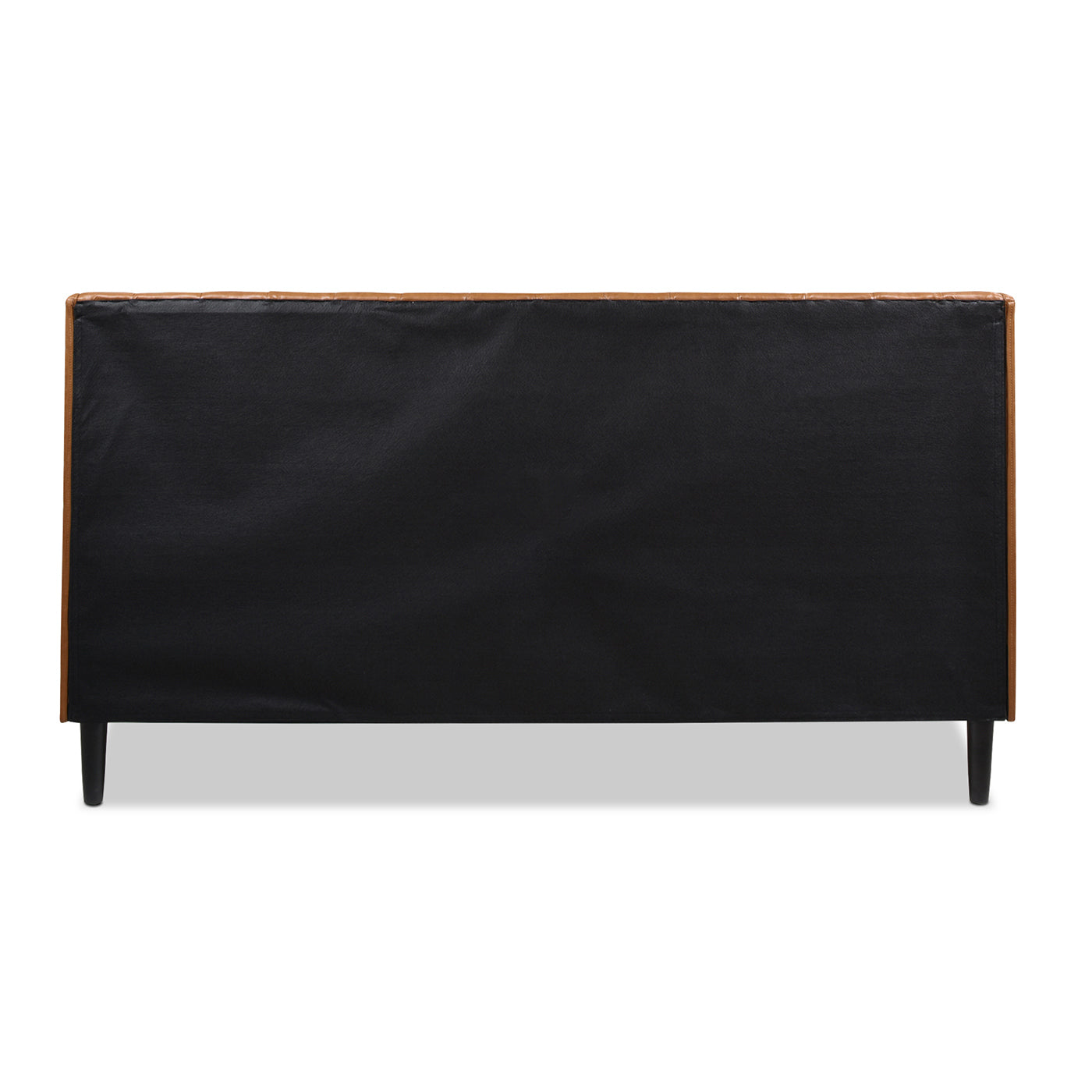 Back view of Aspen king faux leather platform bed headboard in black fabric backing for a clean, finished look.