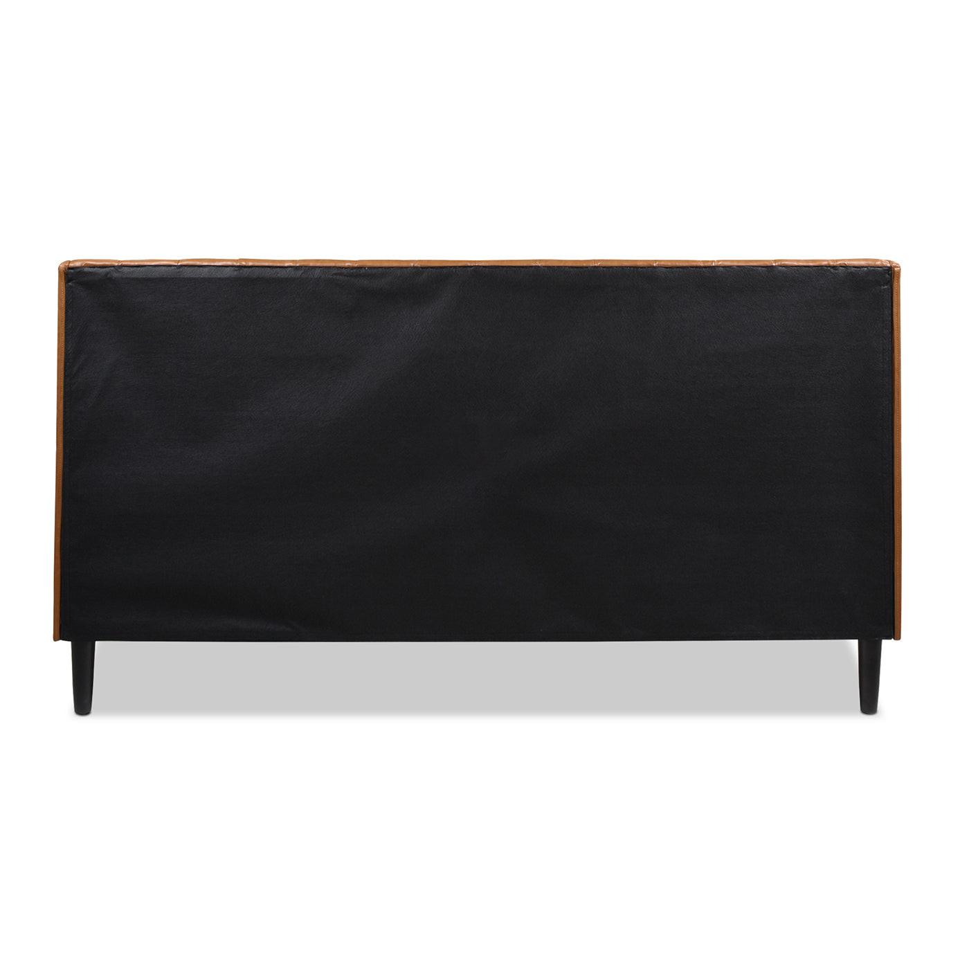 Aspen Vertical Tufted Headboard Platform Bed Set, King, Caramel Tan Brown Faux Leather.