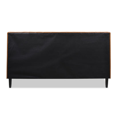 Back view of Aspen king faux leather platform bed headboard in black fabric backing for a clean, finished look.