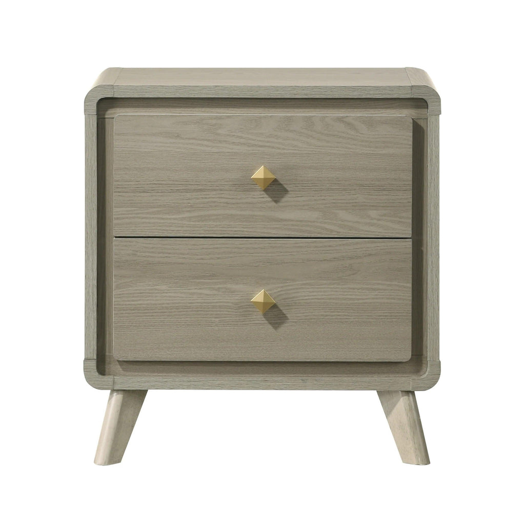 Gray Contemporary Nightstand with 2 Drawers.