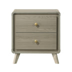Gray Contemporary Nightstand with 2 Drawers.