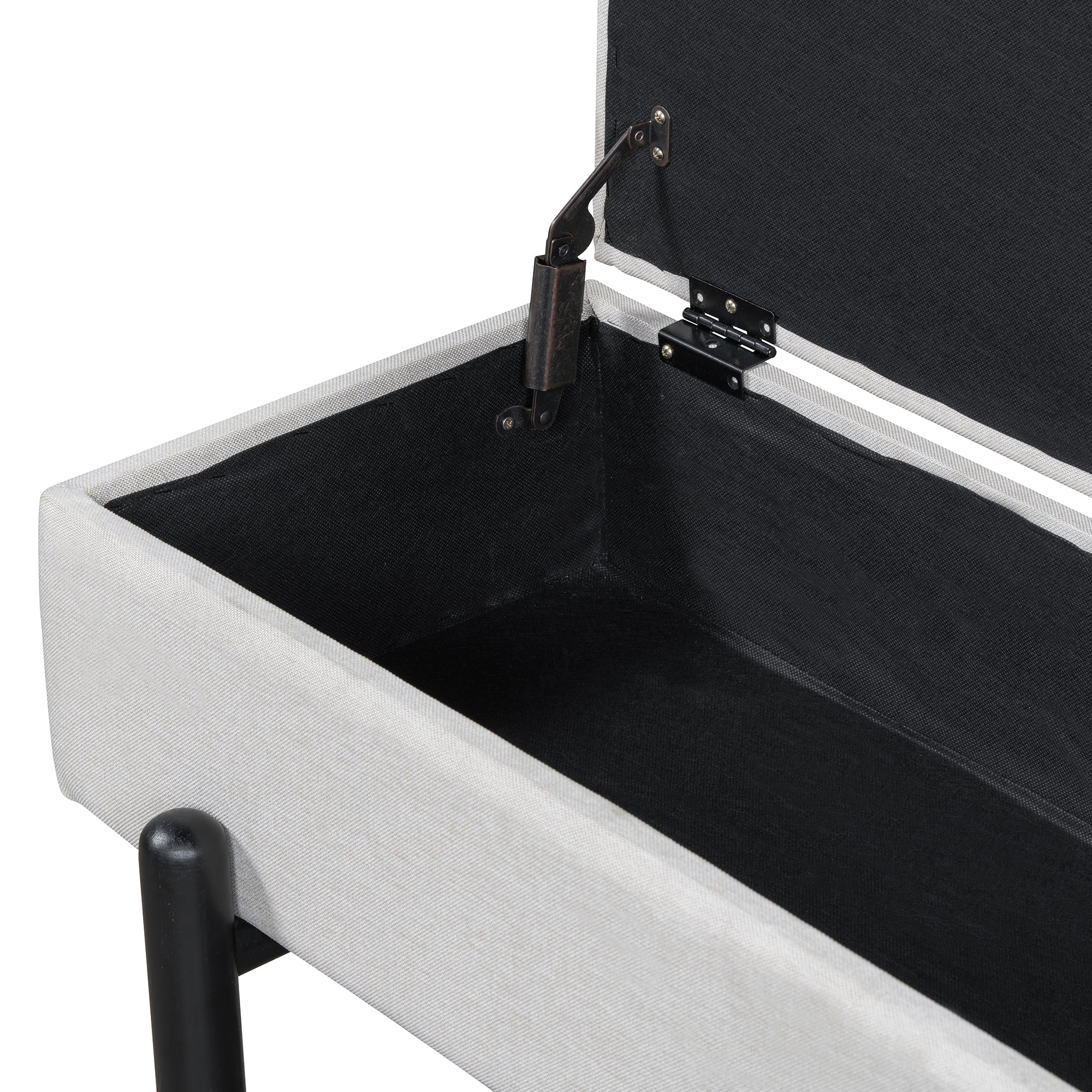 TREXM Farmhouse Upholstered Storage Bench with Hidden Compartment, Modern Entryway Bench for Living Room, Entryway, and Hallways (Black)