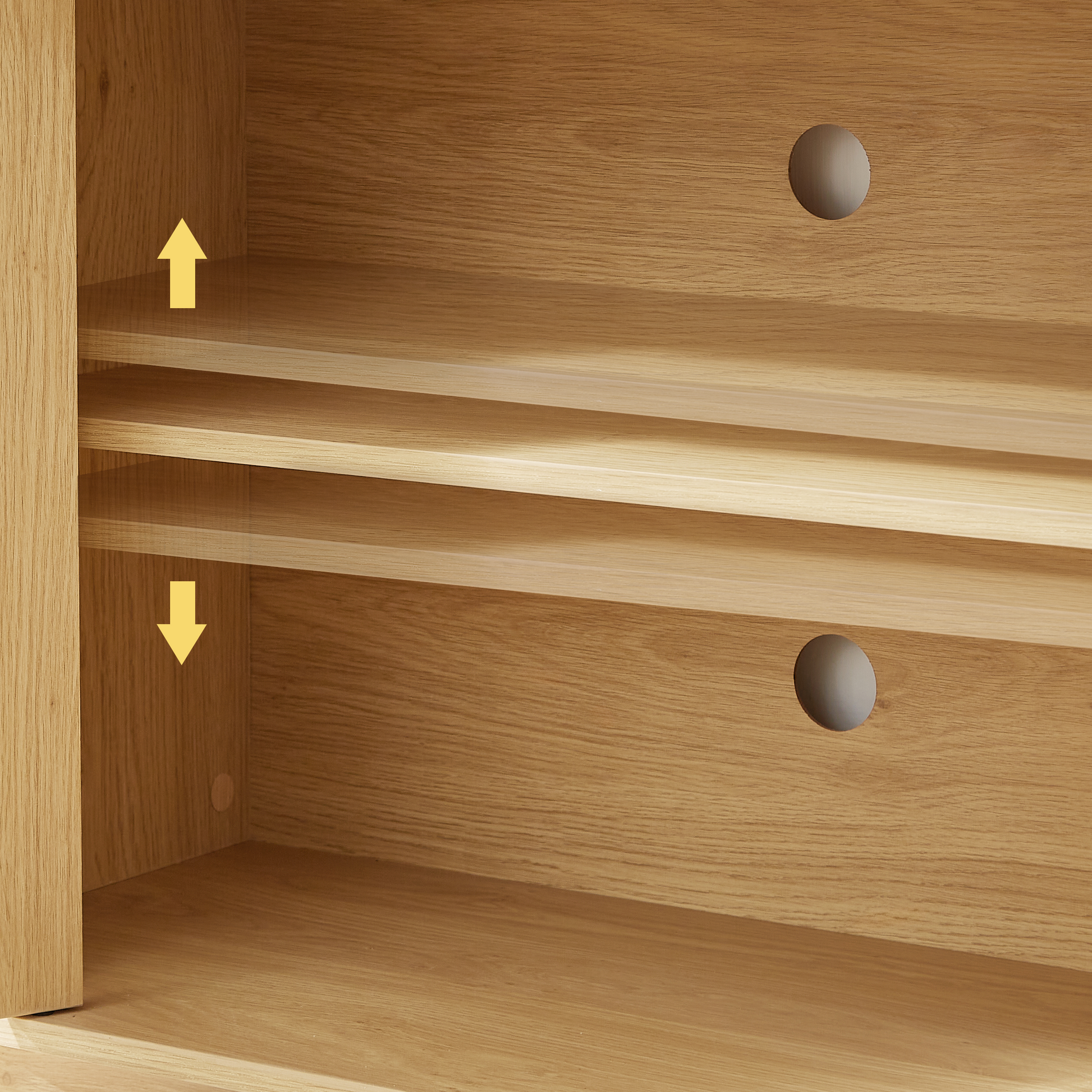 64-inch wave shaped TV stand, rounded corner sideboard, storage cabinet, buffet, wood vertical striped cabinet with rattan doors for kitchen/bedroom/entryway. Natural, 64''W x 15''D x 24''H