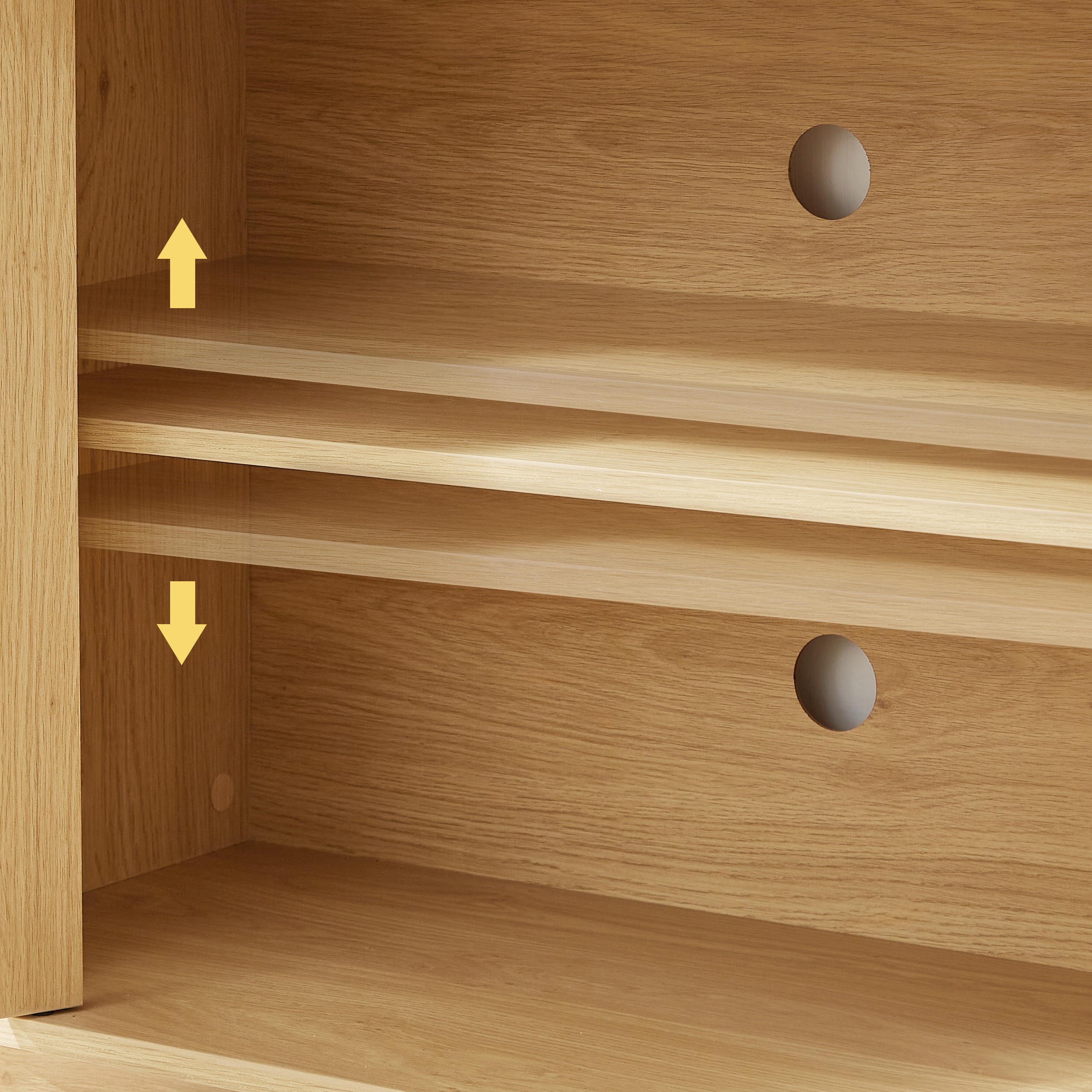 64-inch wave shaped TV stand, rounded corner sideboard, storage cabinet, buffet, wood vertical striped cabinet with rattan doors for kitchen/bedroom/entryway. Natural, 64''W x 15''D x 24''H