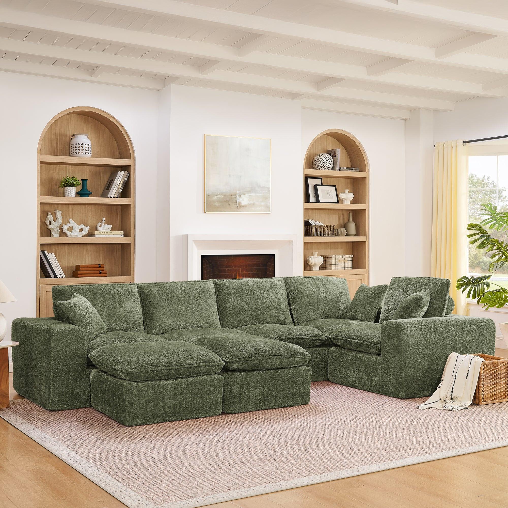 107'' Modern L-shaped Sectional Sofa with Ottomans.