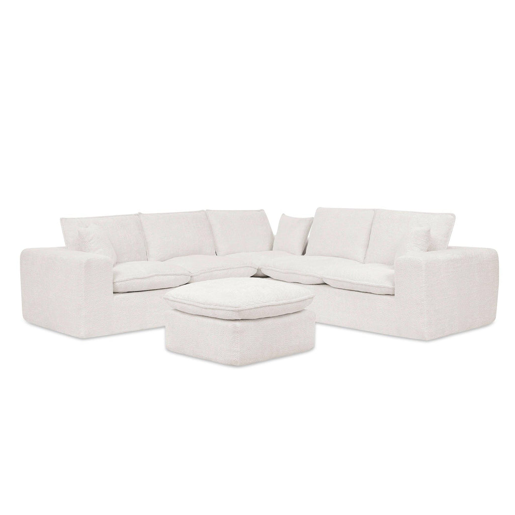 Modern Boucle L-shaped Sectional Sofa with Ottoman.