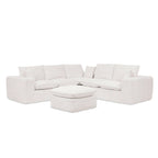 Modern Boucle L-shaped Sectional Sofa with Ottoman.