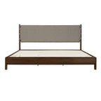 King Bed Frame with Headboard - Rubber Wood Platform Design.
