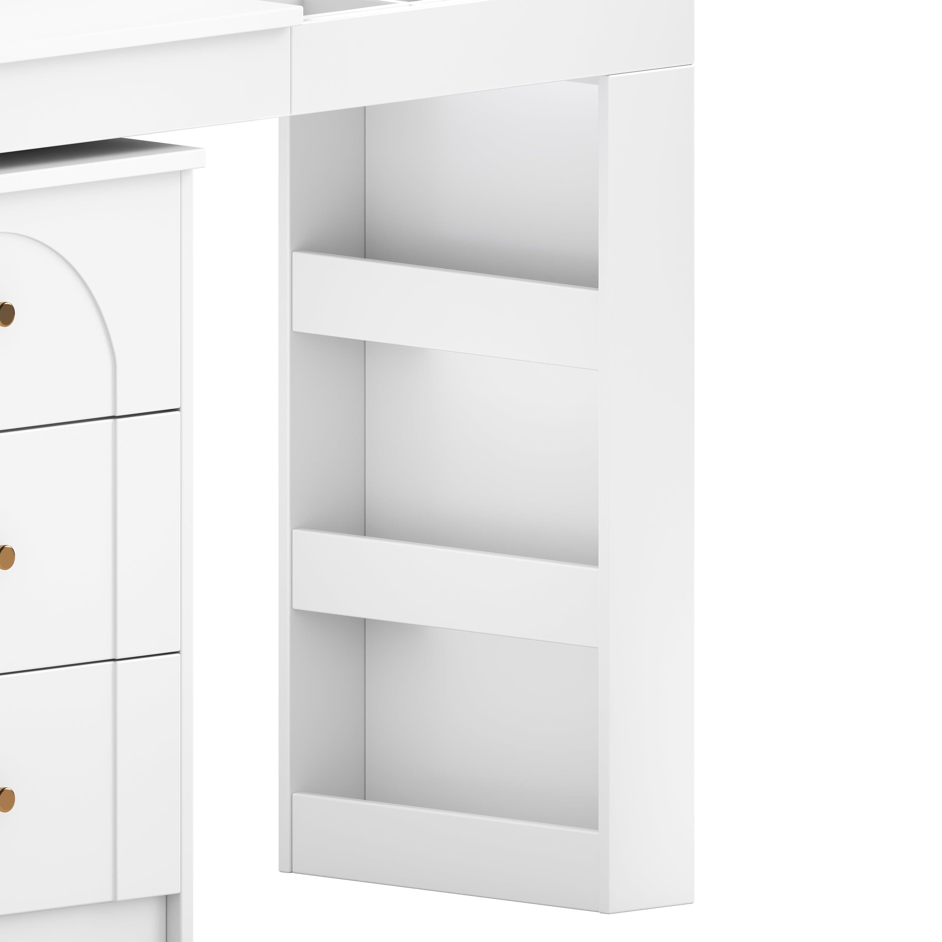 Vanity Desk with Mirror and Lights - Flip-Top Makeup Table.