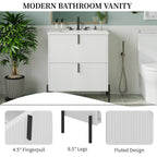 White Bathroom Vanity with Ceramic Sink - 30 Inch Design.