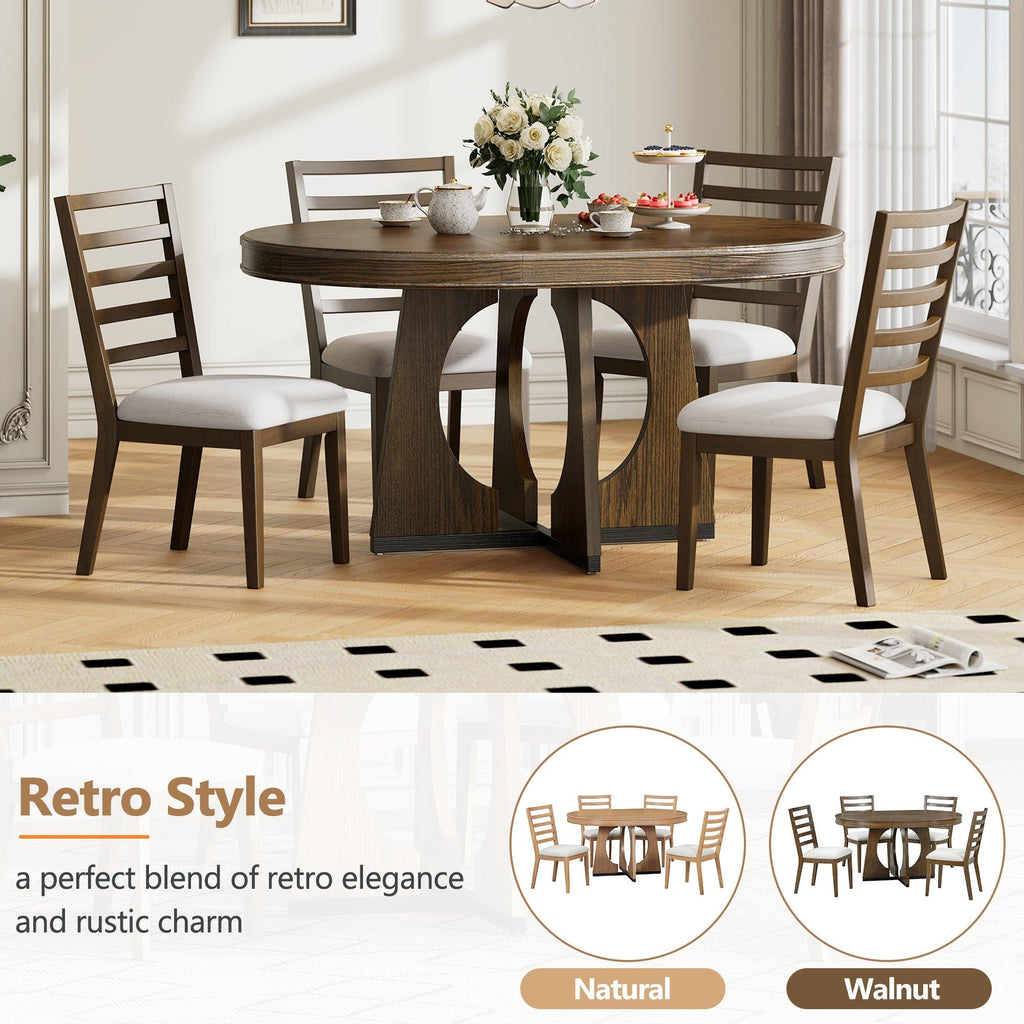 TREXM Extendable Dining Table Set for 4 with Chairs.