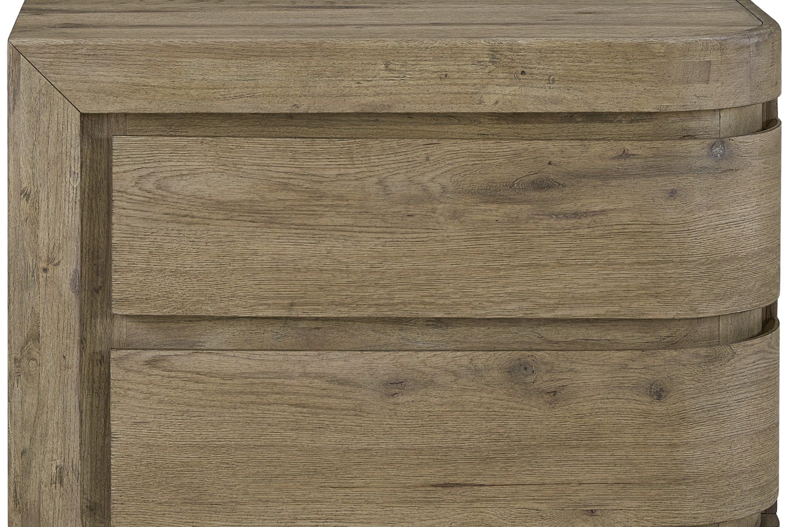 Left Nightstand Oak with USB Charging and Storage.